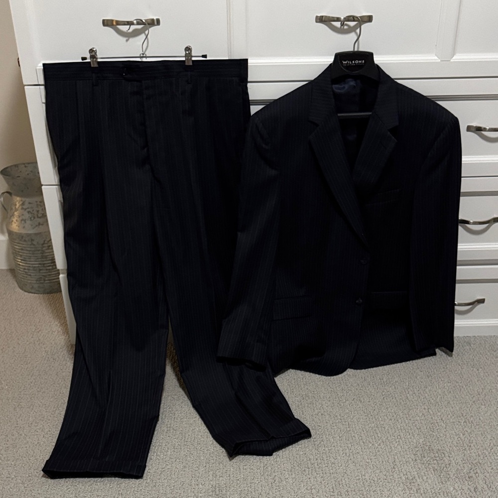 Jos. A. Bank Black Pinstripe Suit